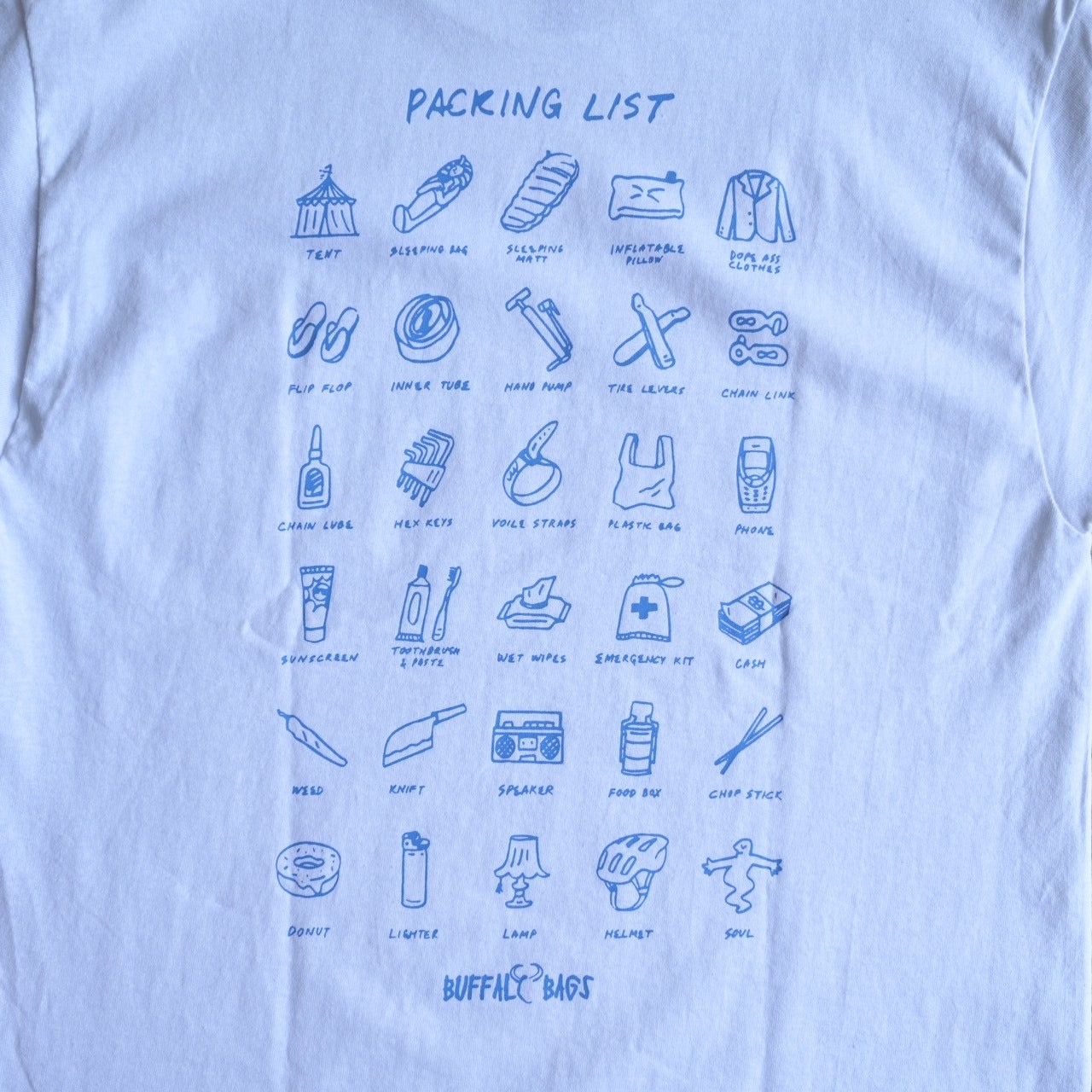 Buffalo Bag - Packing List T-shirt (white)